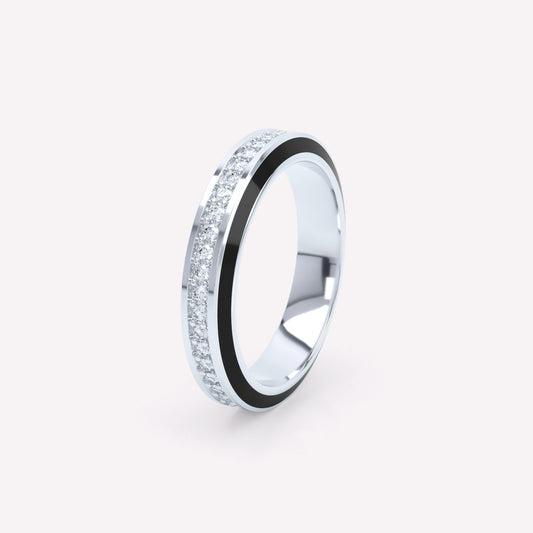Eternity Black Enamel 4mm Diamond Ring