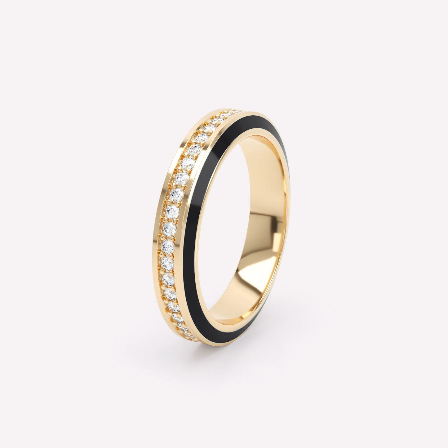 Eternity Black Enamel 4mm Diamond Ring