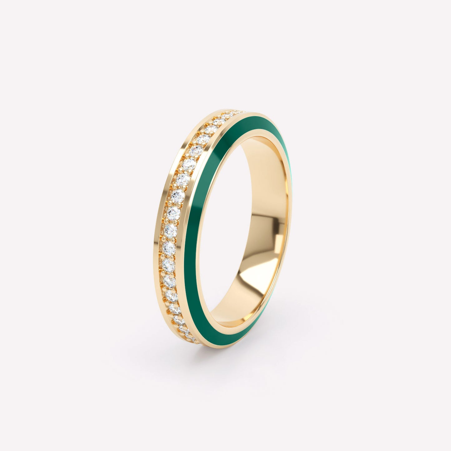 Eternity Green Enamel 4mm Diamond Ring