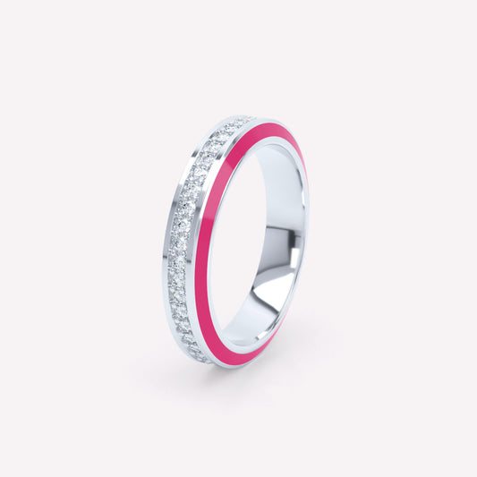 Eternity Pink Enamel 4mm Diamond Ring