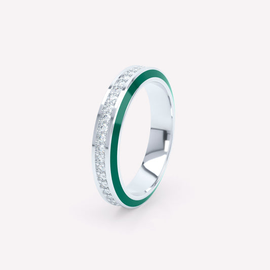 Eternity Green Enamel 4mm Diamond Ring