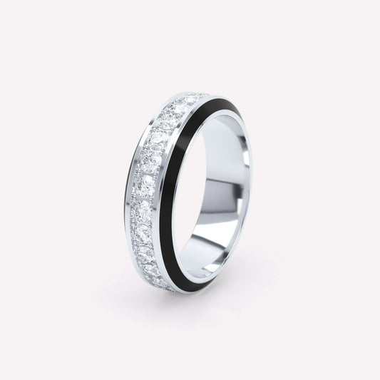 Eternity Black Enamel 6mm Diamond Ring