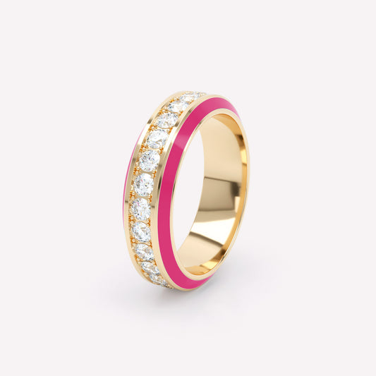 Eternity Pink Enamel 6mm Diamond Ring
