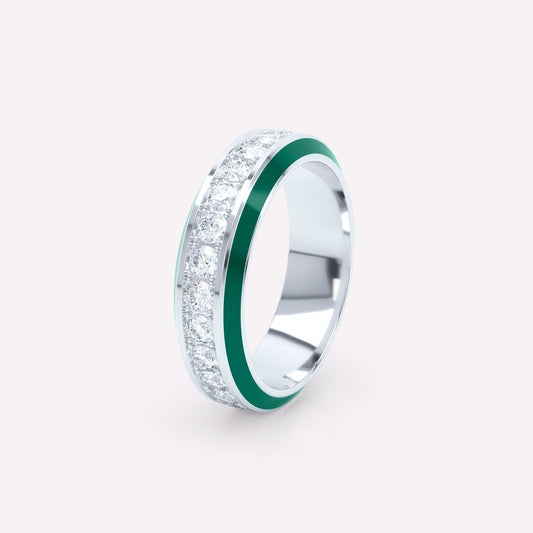 Eternity Green Enamel 6mm Diamond Ring