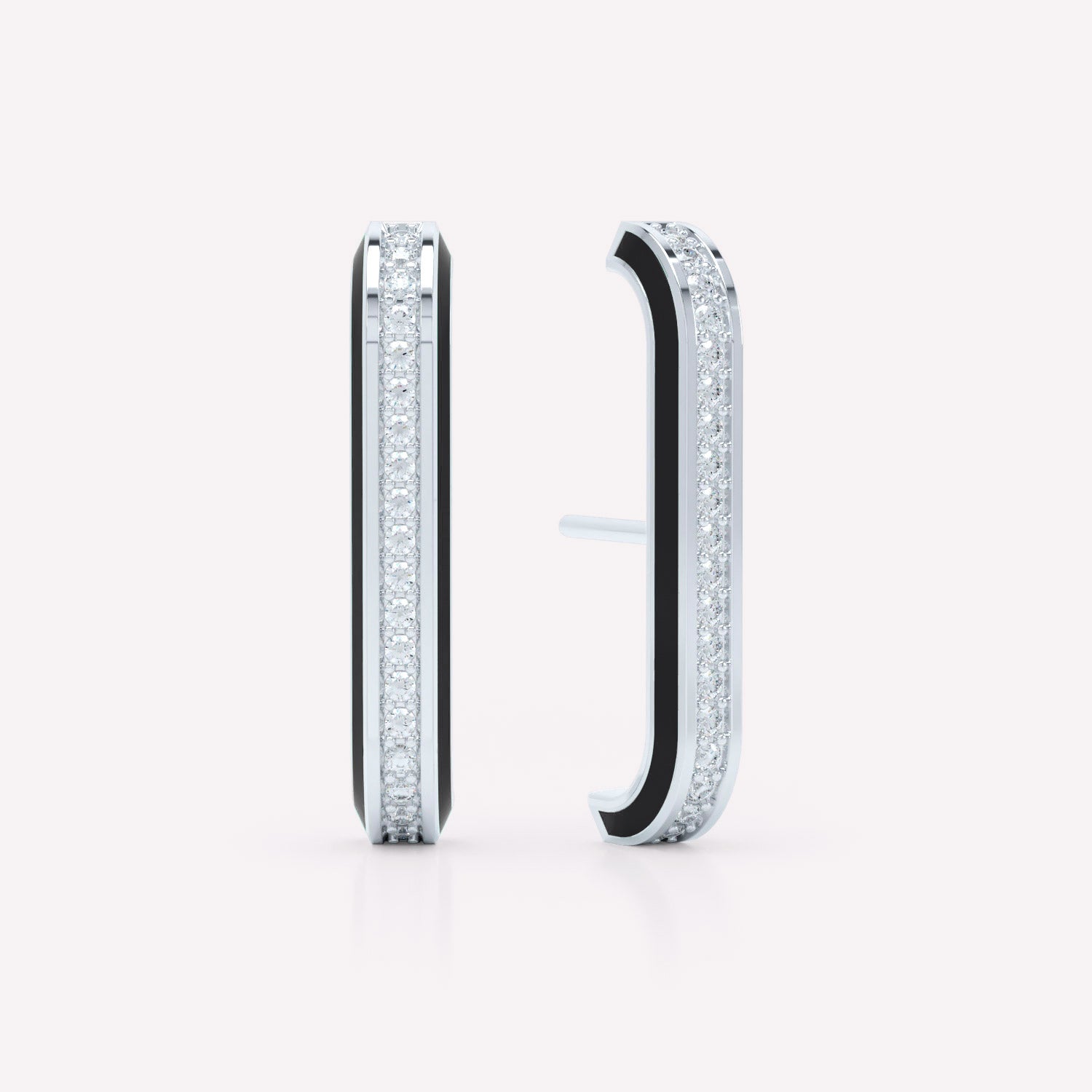 Eternity Black Enamel Diamond Ear Cuffs