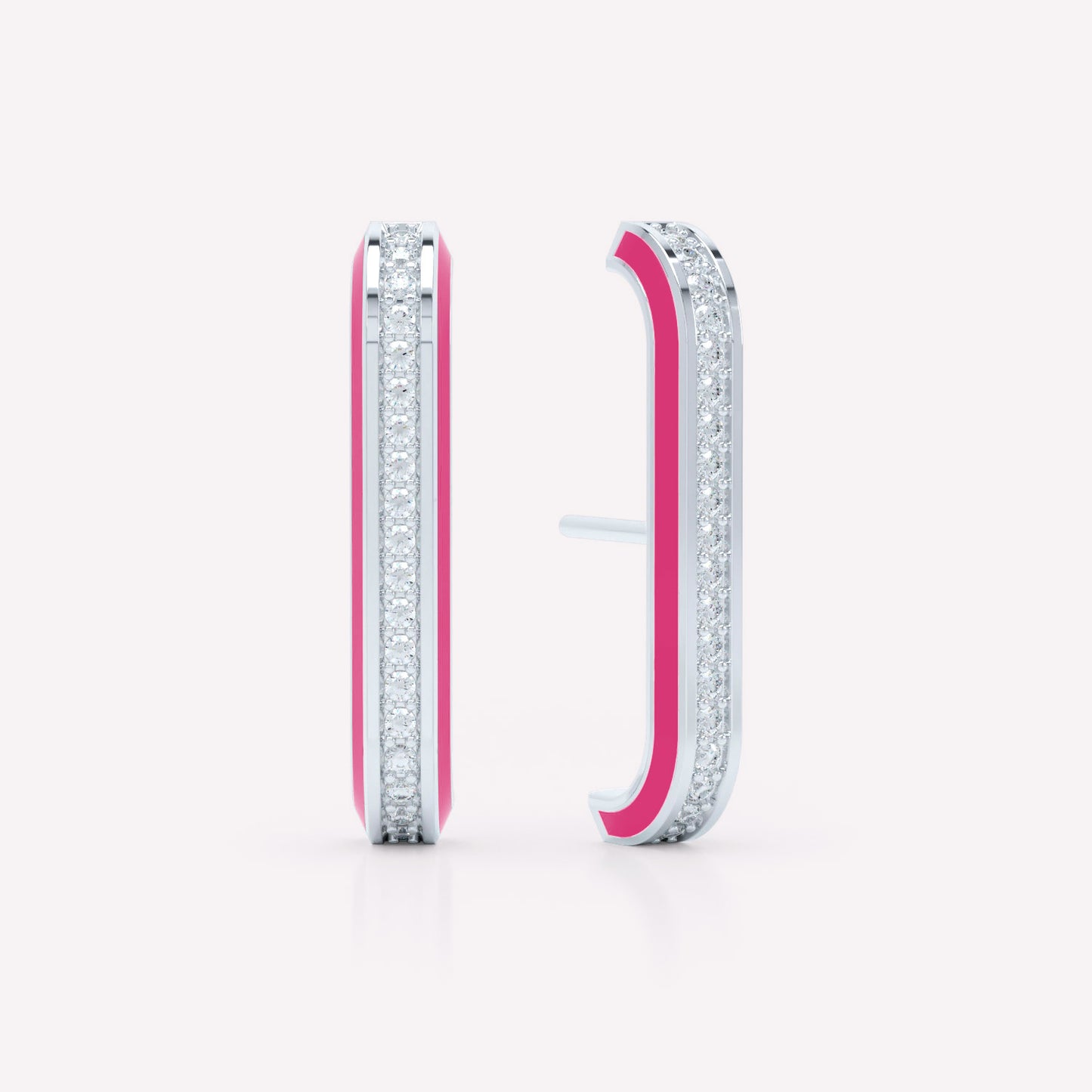 Eternity Pink Enamel Diamond Ear Cuffs