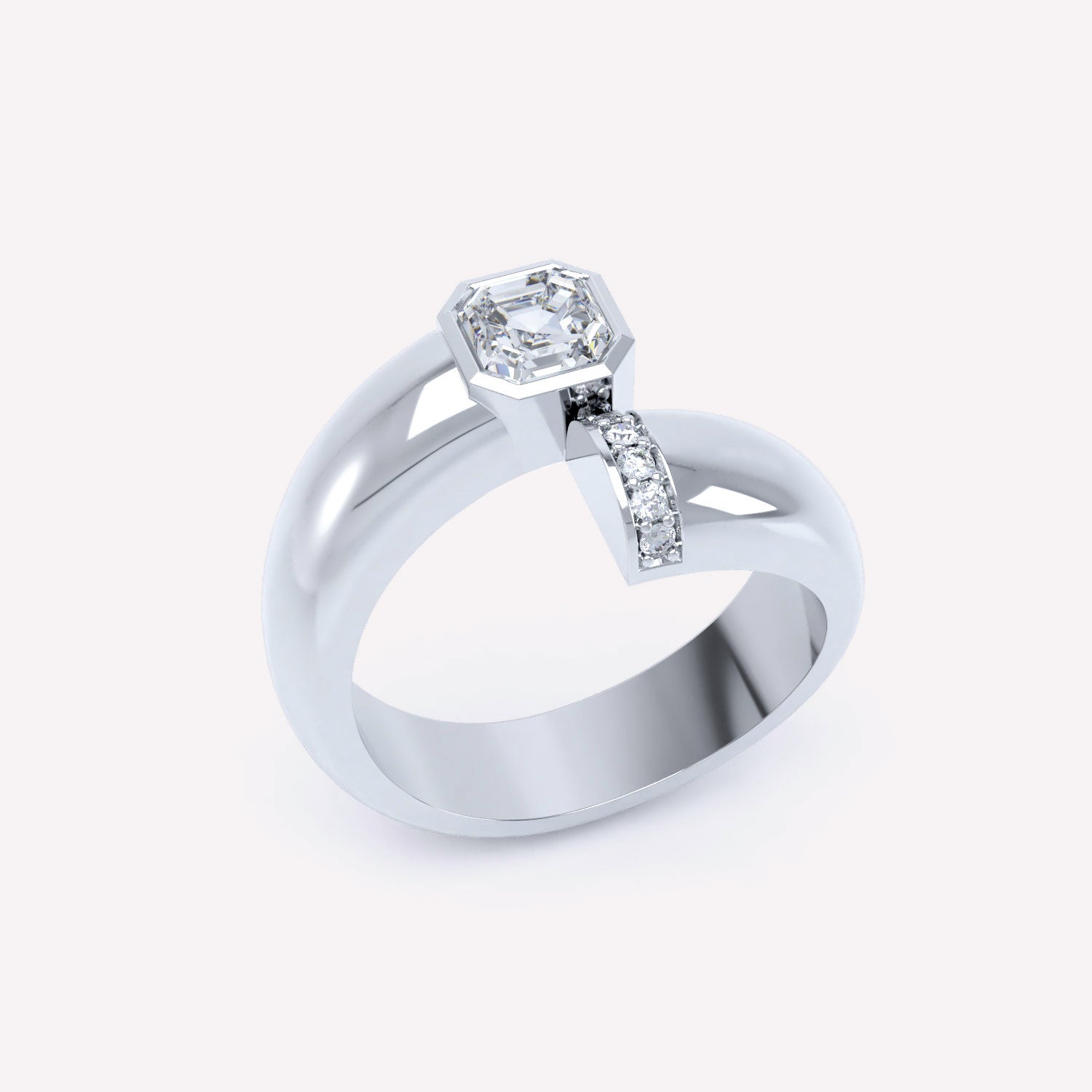 Toi et Moi Polished Asscher Ring