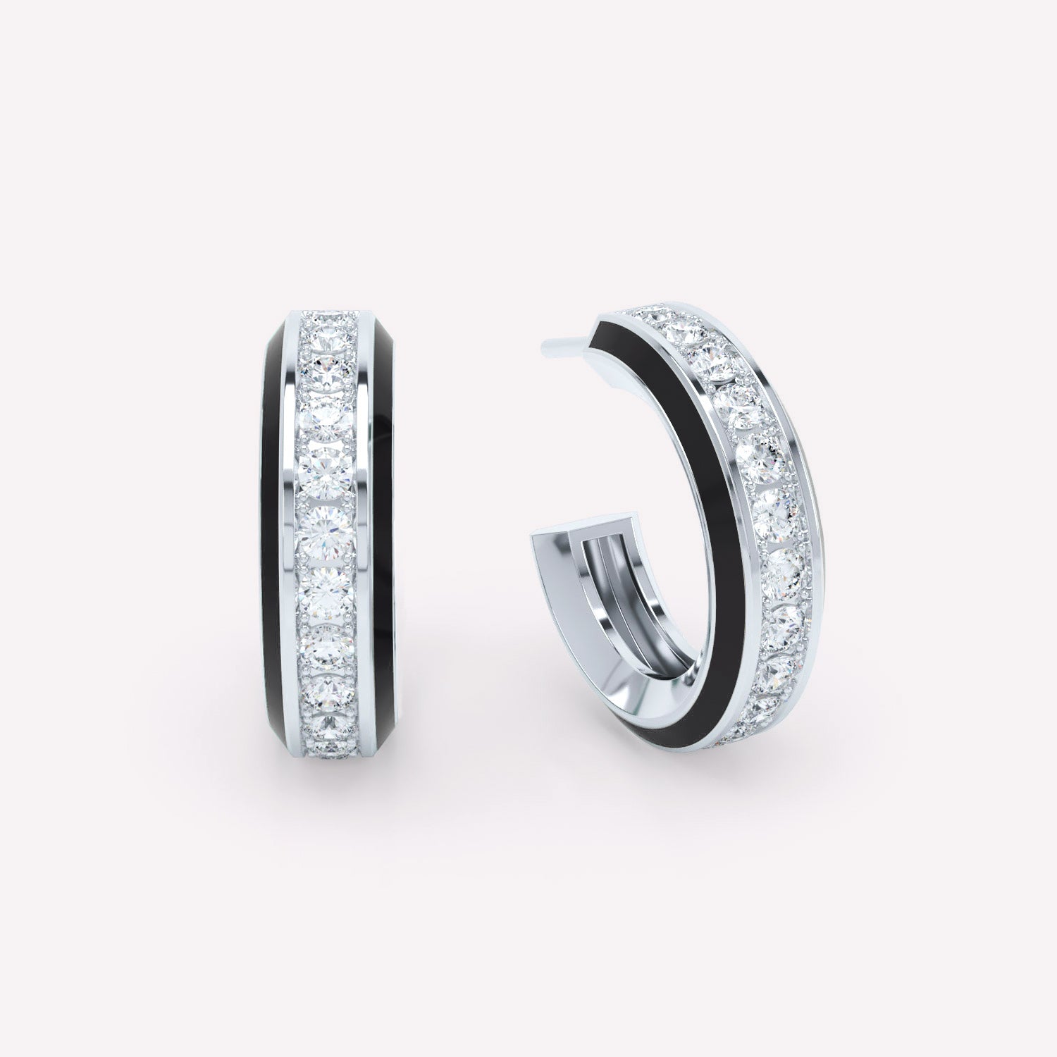 Eternity Black Enamel Diamond Hoops