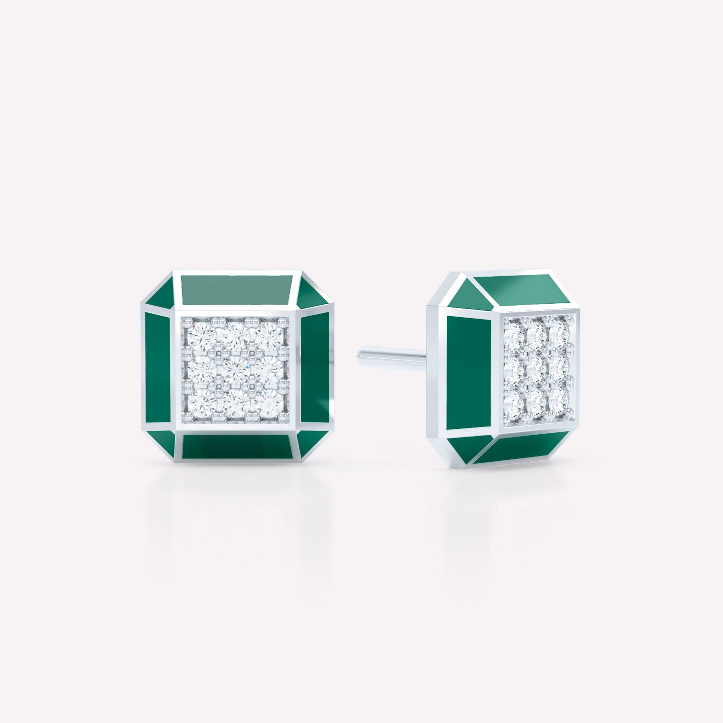 Eternity Green Enamel Diamond Studs